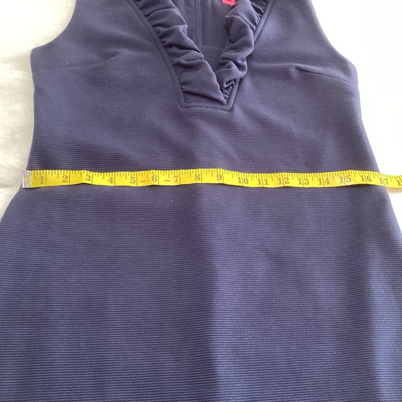 Lilly Pulitzer Tisbury Shift Dress Size Medium Navy Ruffle Neckline Night Out - Picture 8 of 11